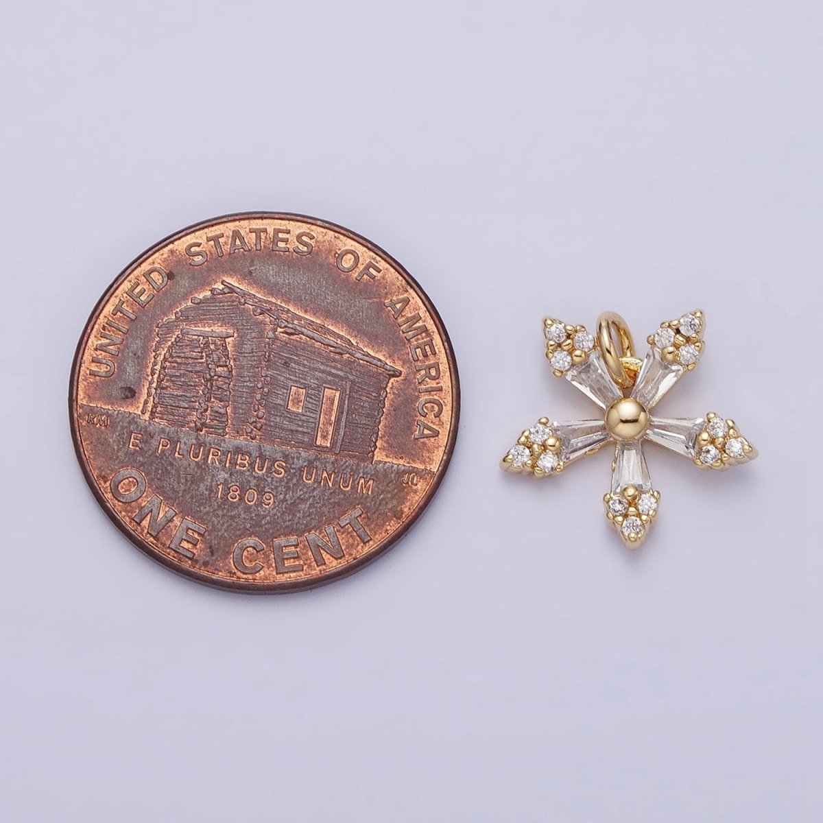 Mini Snow Flake Charm Clear Baguette Winter Pendant Jewelry Inspired in gold, silver AC506 AC507