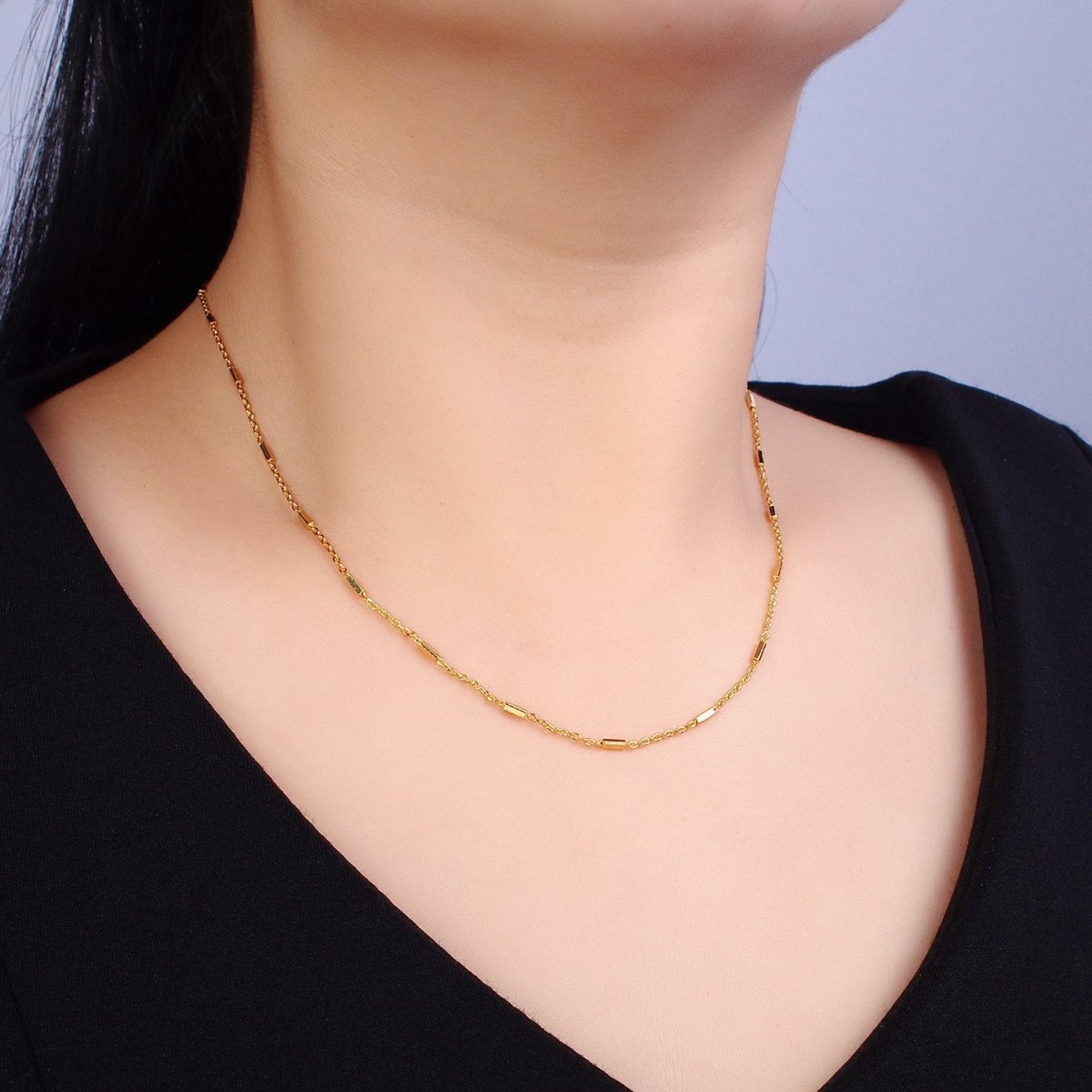 Minimalist 17.5 Inches Cable Long Tube Gold Chain Necklace | WA-1544 Clearance Pricing