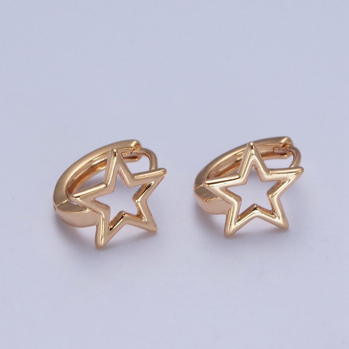 Minimalist 24K Gold Filled Celestial Star Huggie Hoops Earrings P-425