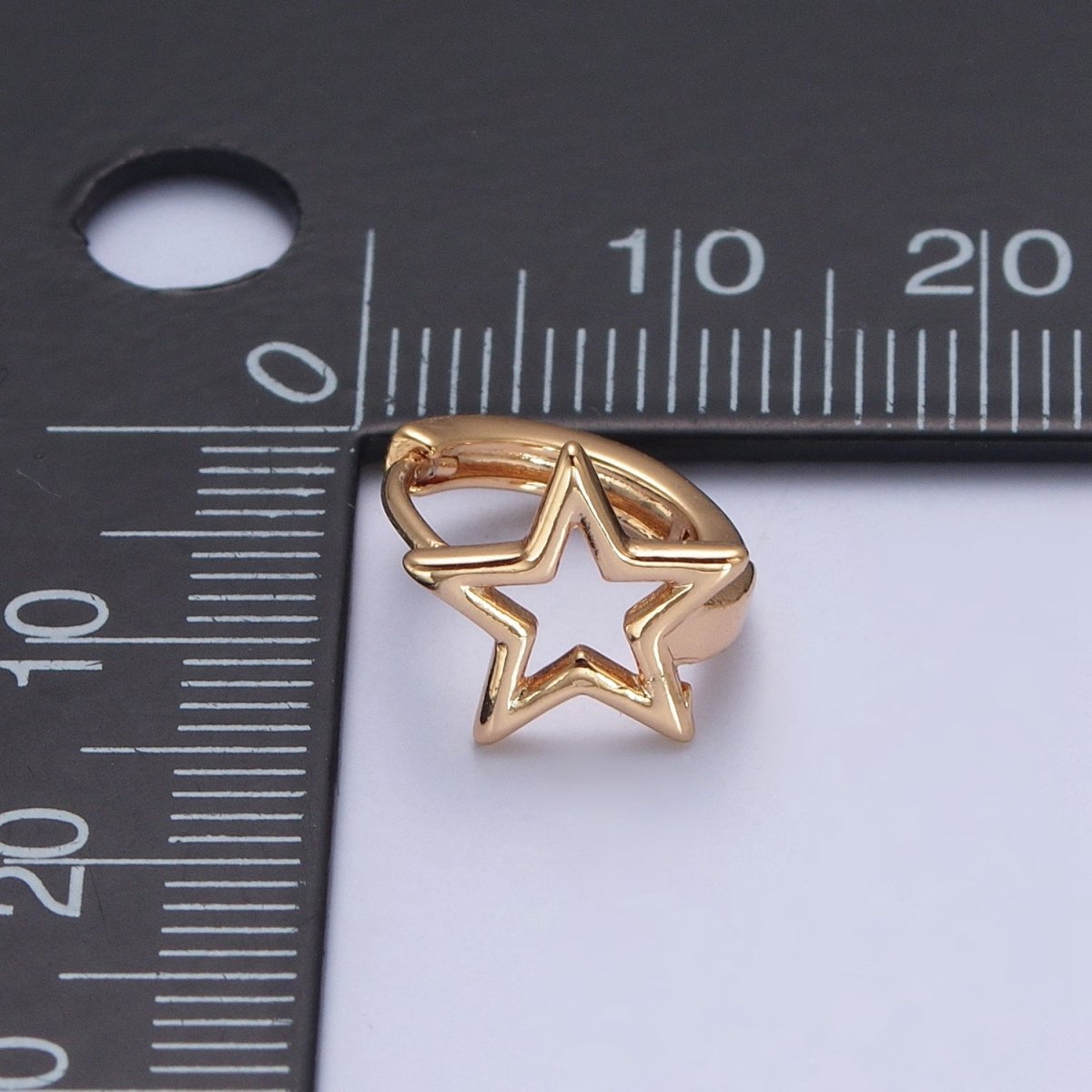 Minimalist 24K Gold Filled Celestial Star Huggie Hoops Earrings P-425