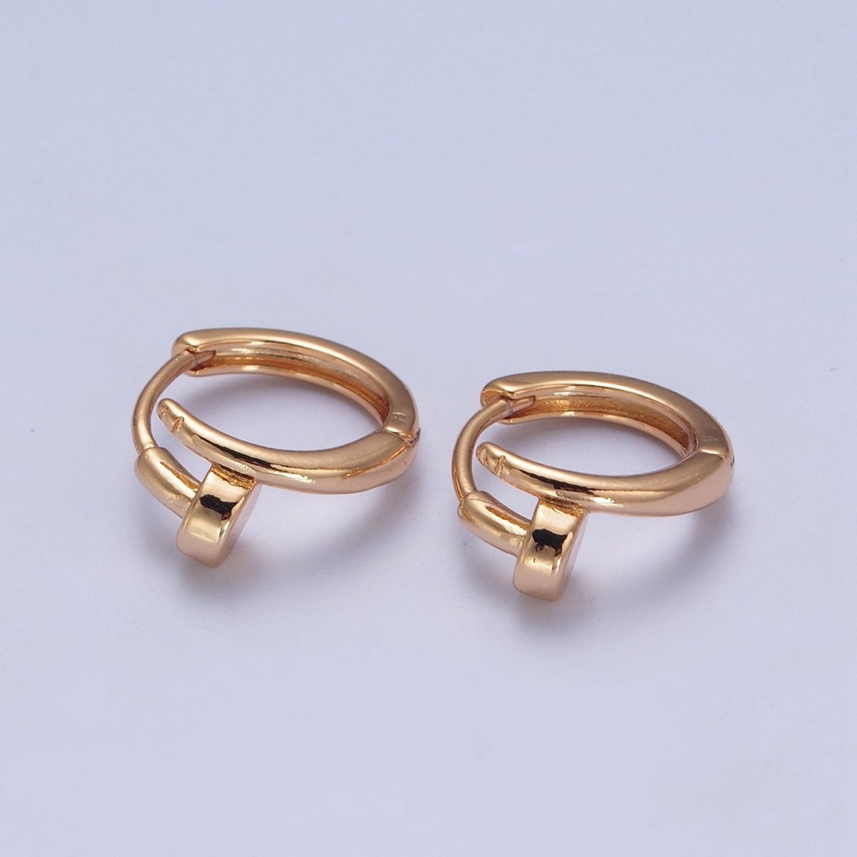 Minimalist 24K Gold Filled Needle Earring Huggie Hoop Earrings P-403