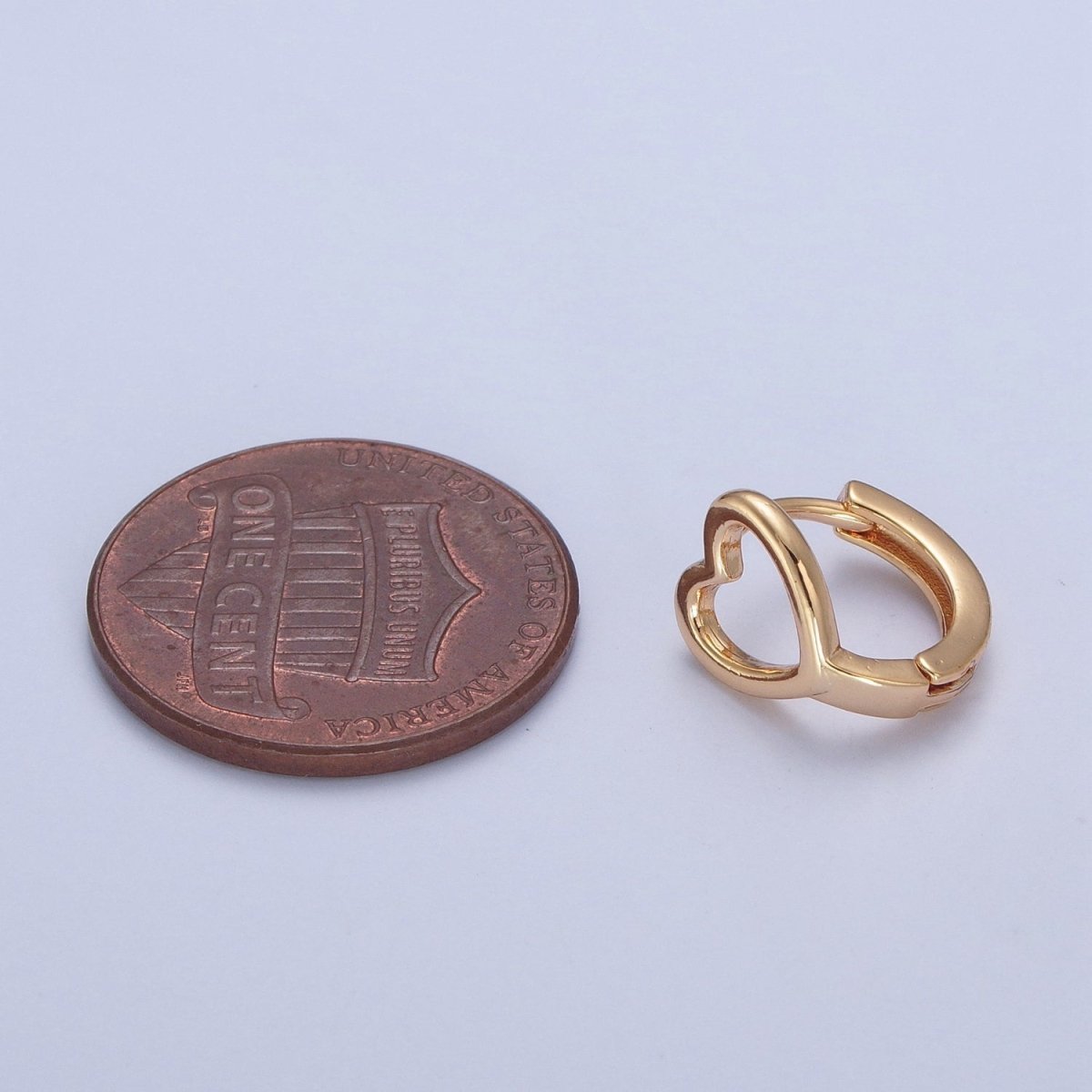 Minimalist 24K Gold Filled Valentine Love Heart Huggie Hoops Earrings P-338