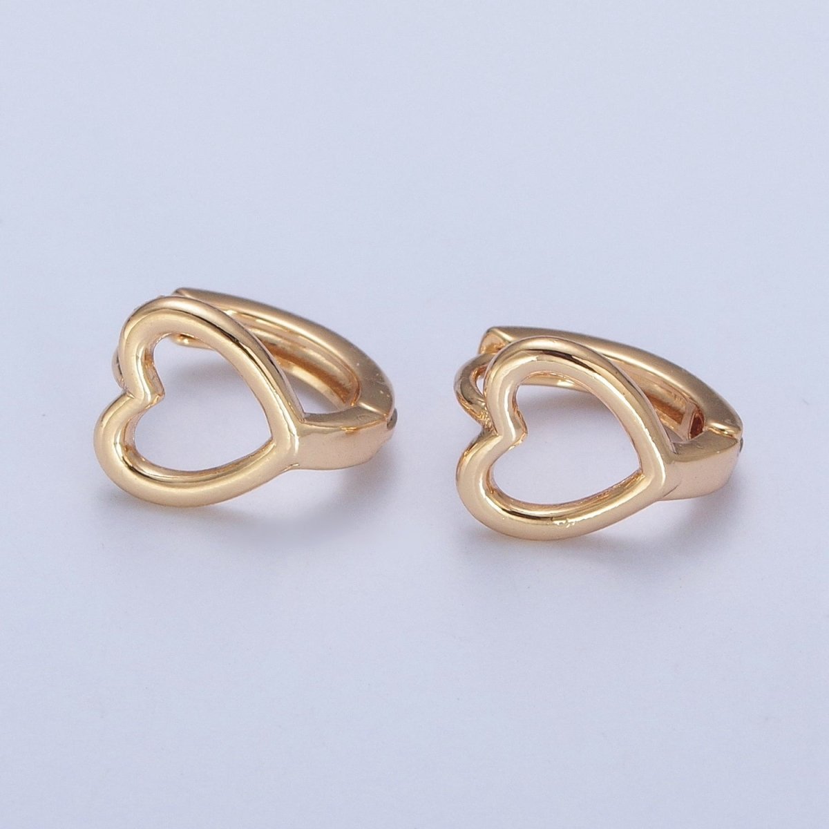 Minimalist 24K Gold Filled Valentine Love Heart Huggie Hoops Earrings P-338