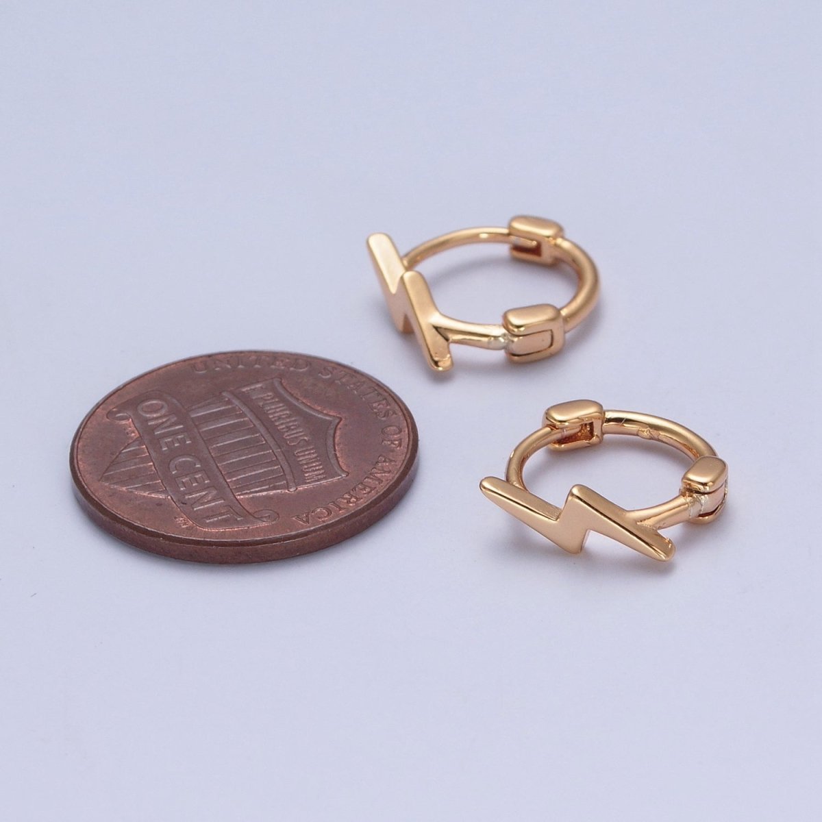 Minimalist Lightning Bolt Huggie Hoop Earrings P-410