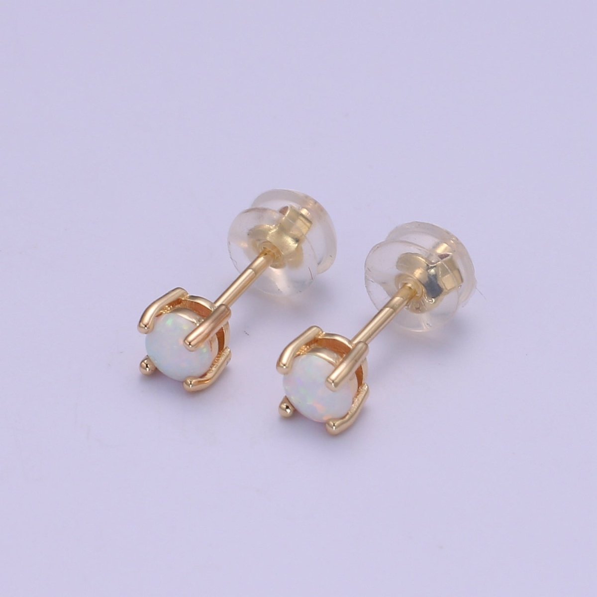 Minimalist Opal Stud Earrings in 18k Gold Filled Earring Pink Blue White Opal, Tiny Circle Dot Jewelry Dainty Stud Earring for gift P-073~P-075