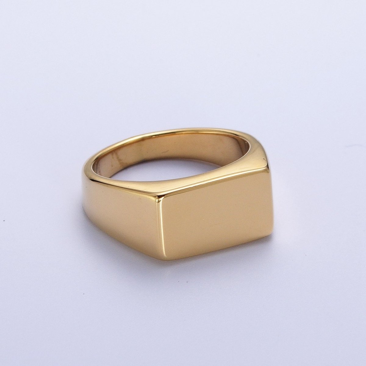 Minimalist Rectangular Signet Stainless Steel Ring in Gold & Silver | O-2009~ O-2012