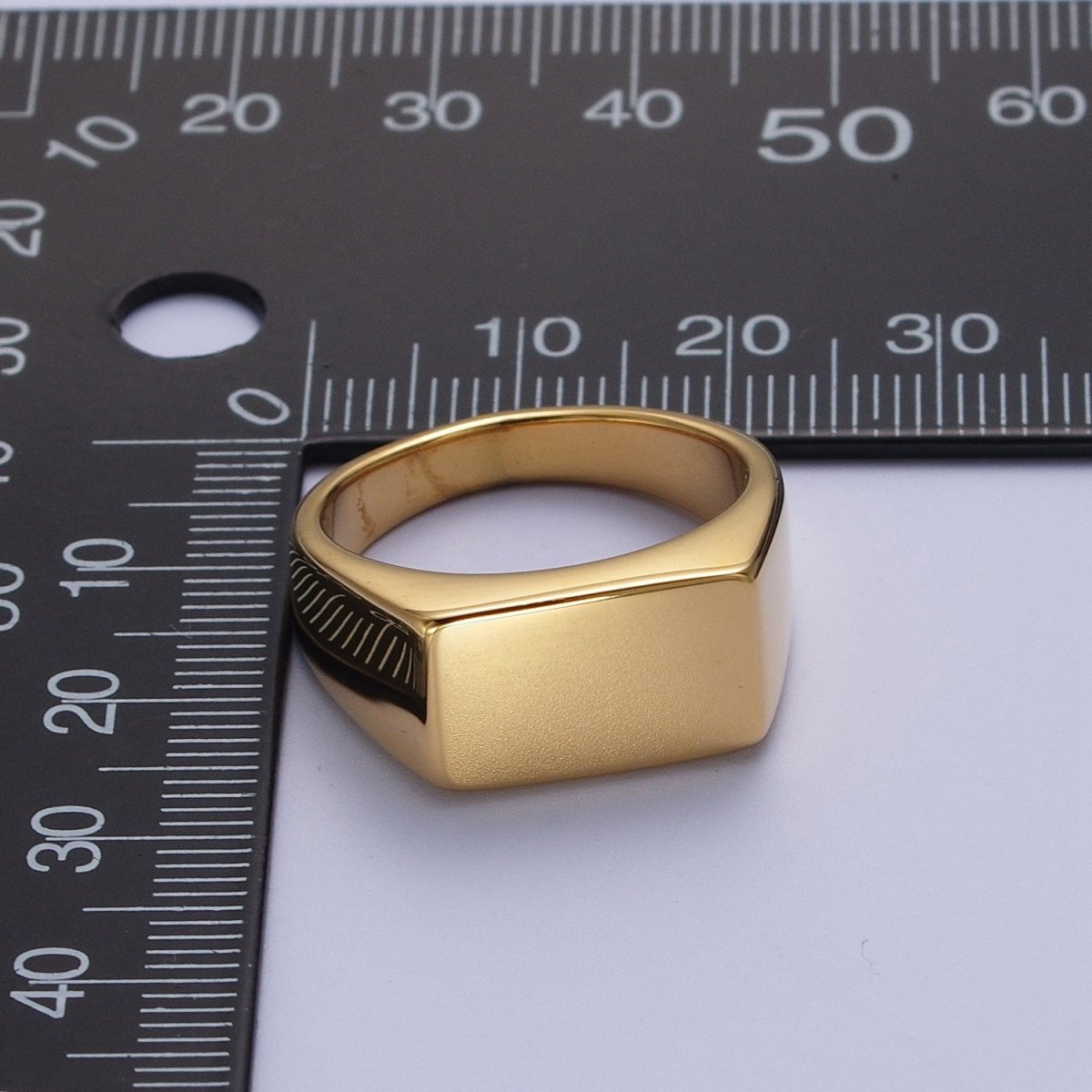 Minimalist Rectangular Signet Stainless Steel Ring in Gold & Silver | O-2009~ O-2012