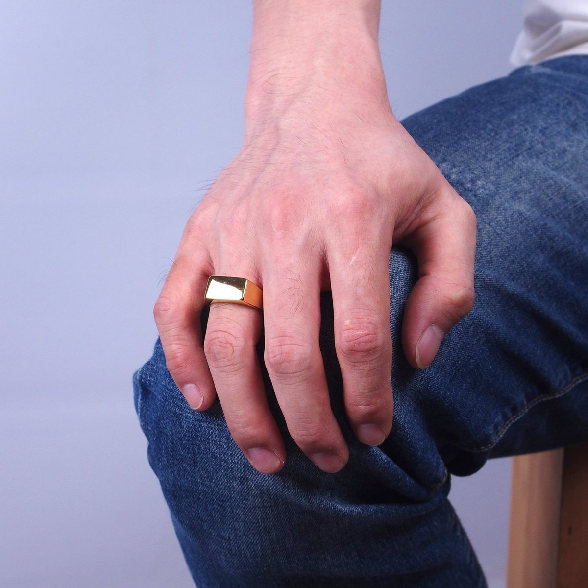 Minimalist Rectangular Signet Stainless Steel Ring in Gold & Silver | O-2009~ O-2012