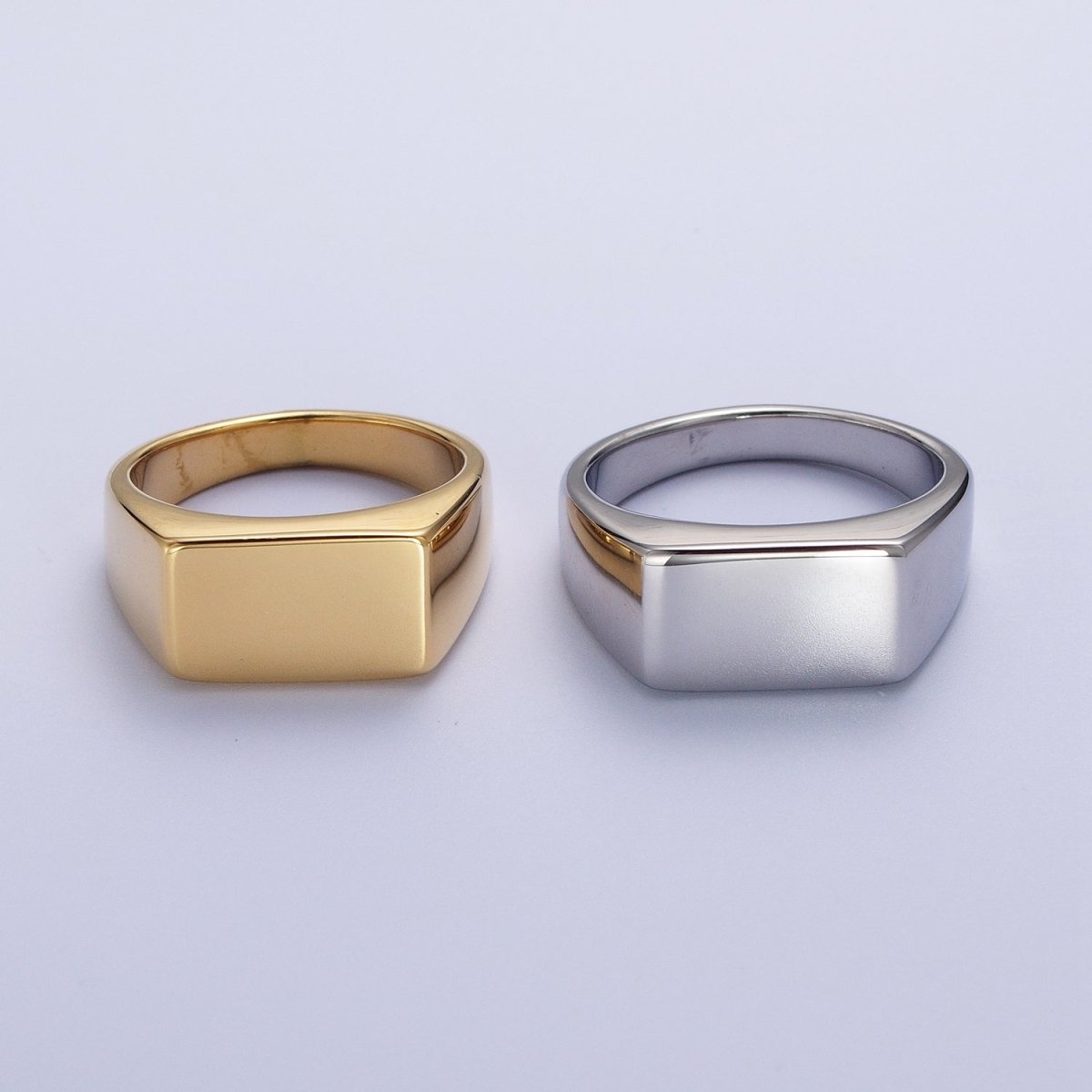 Minimalist Rectangular Signet Stainless Steel Ring in Gold & Silver | O-2009~ O-2012