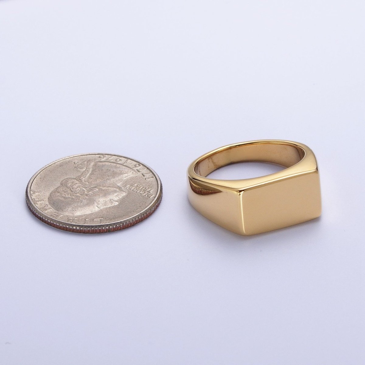 Minimalist Rectangular Signet Stainless Steel Ring in Gold & Silver | O-2009~ O-2012
