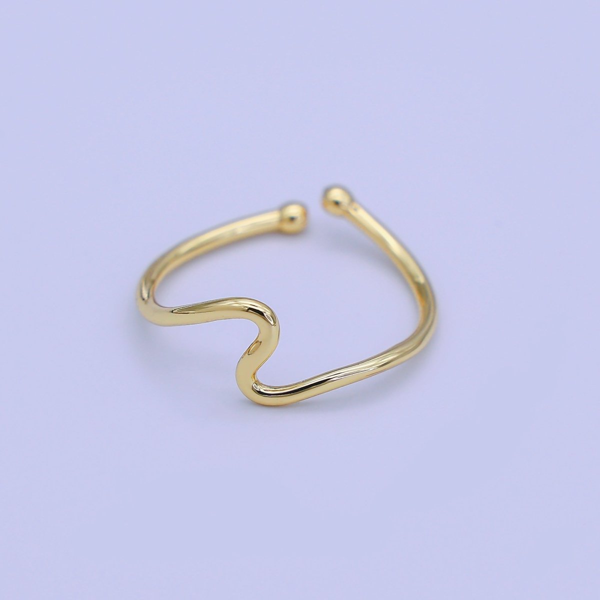 Minimalist Ring Gold Open Ring Wave Curvy Ring, Thin Ring Gold Ring Dainty Stackable Ring Adjustable Ring.R-084