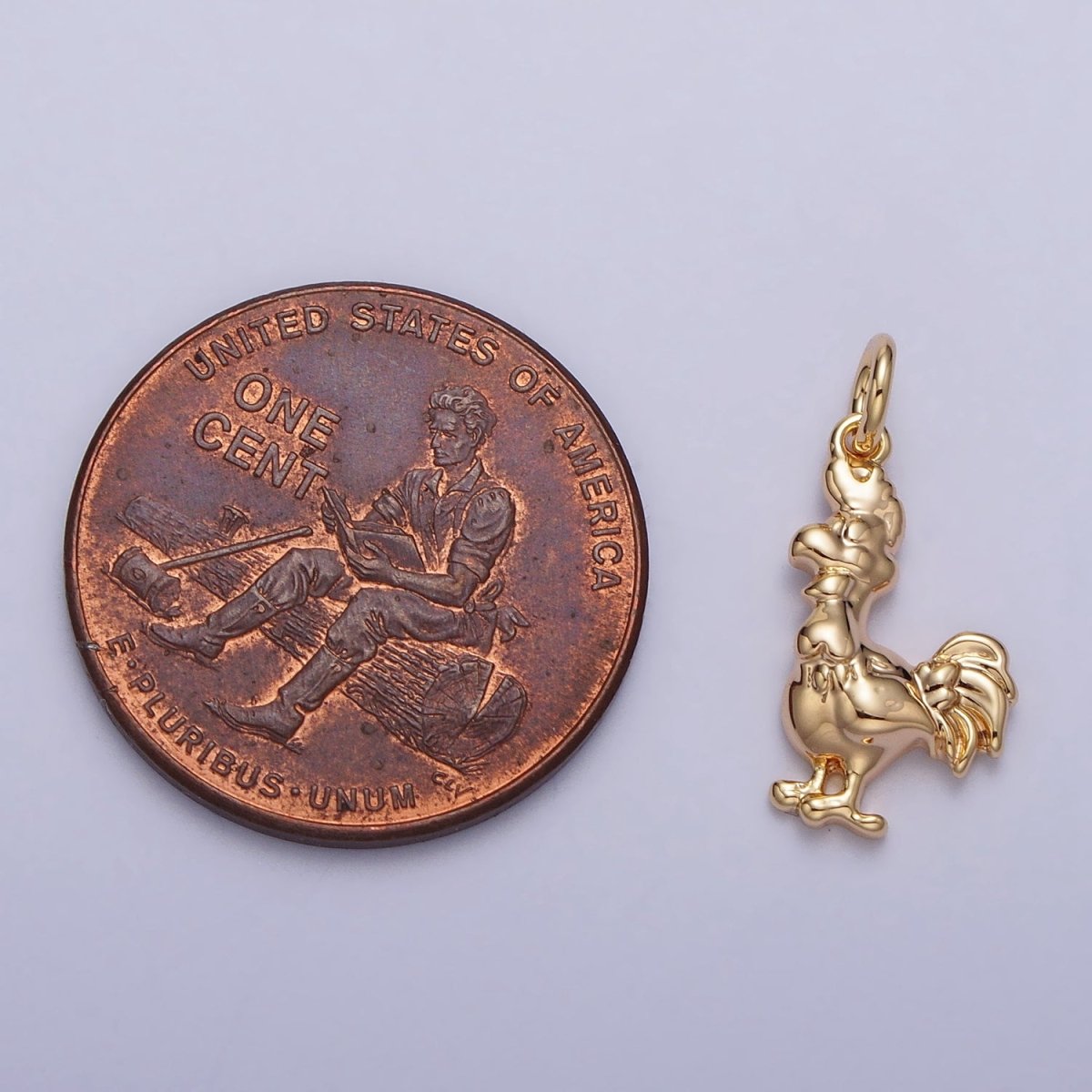 Minimalist Rooster Chicken Animal Charm in Gold & Silver | AC235 AC236