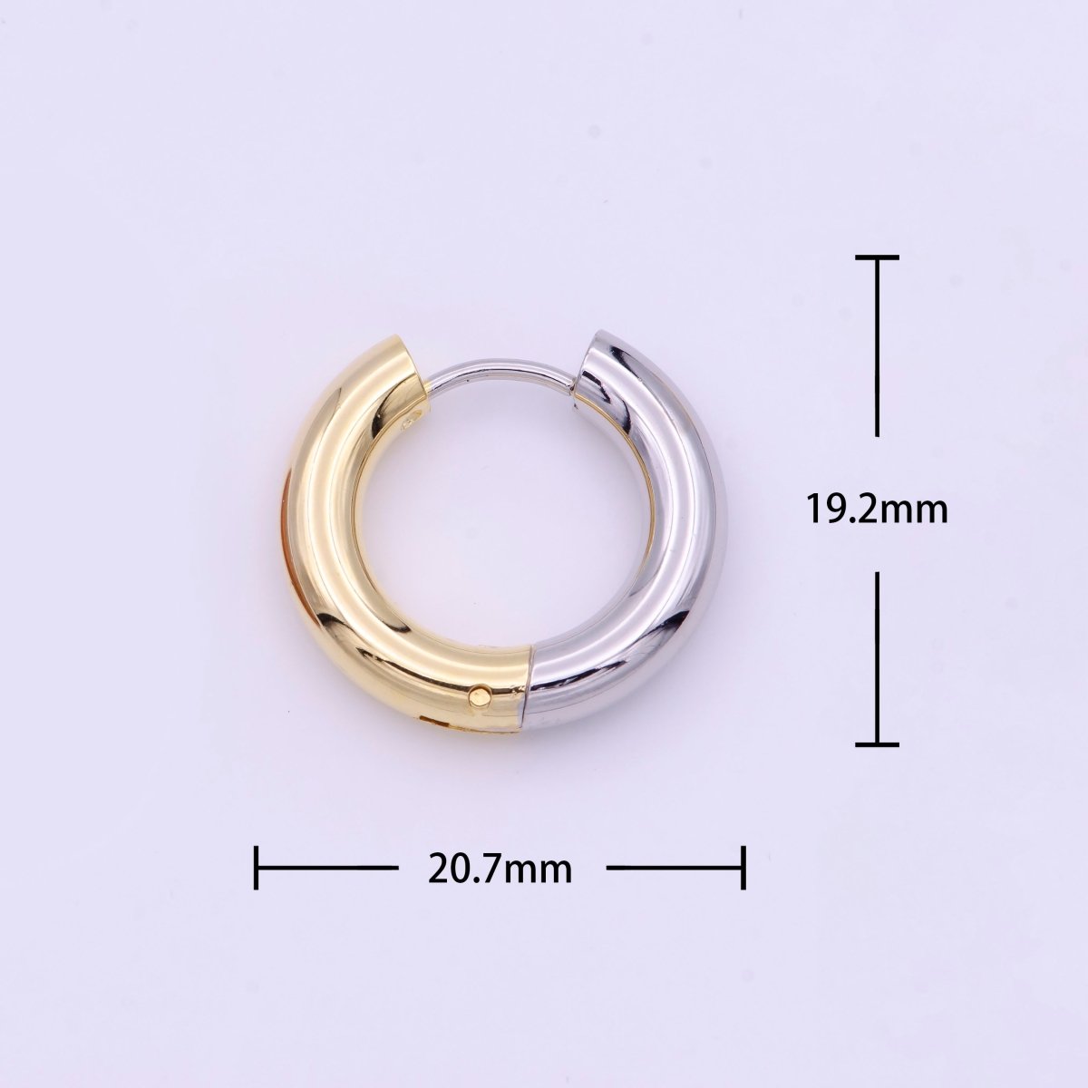 Mixed Metal Silver & Gold 20mm Huggie Hoops Earrings | AD-168