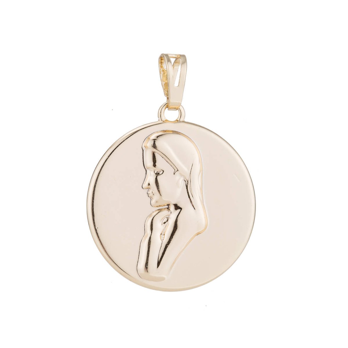 OS Mother Mary / Praying Lady Pendant Gold Plated Necklace - Oval Gold Pendant - Rose Gold Plated Pendant - Religious Pendant Charms J-747