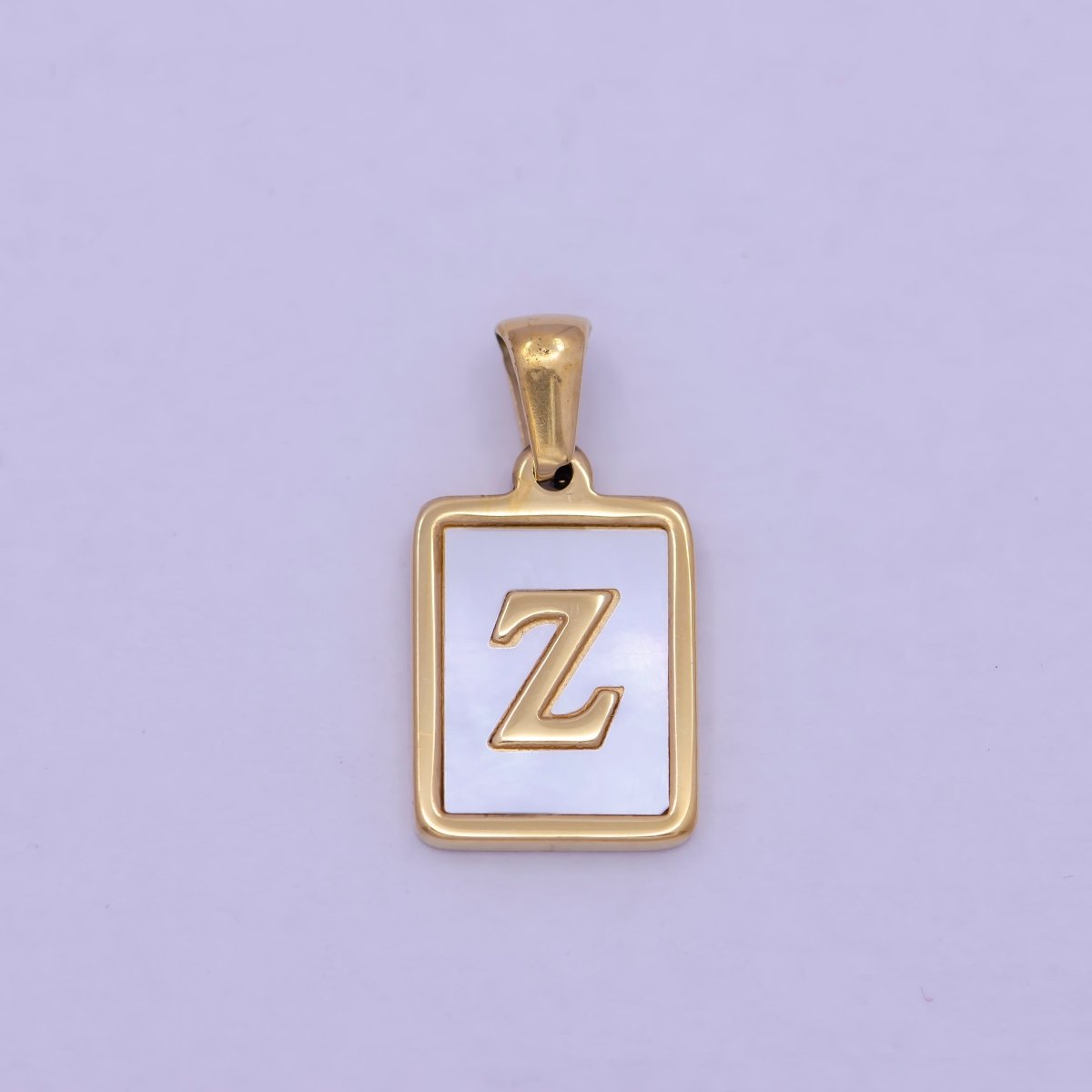 Mother of Pearl Letter Charm Gold Tag Alphabet Charm, Shell Letter Pendant Personalized Letters Initial Charm Stainless Steel A-862-A-874