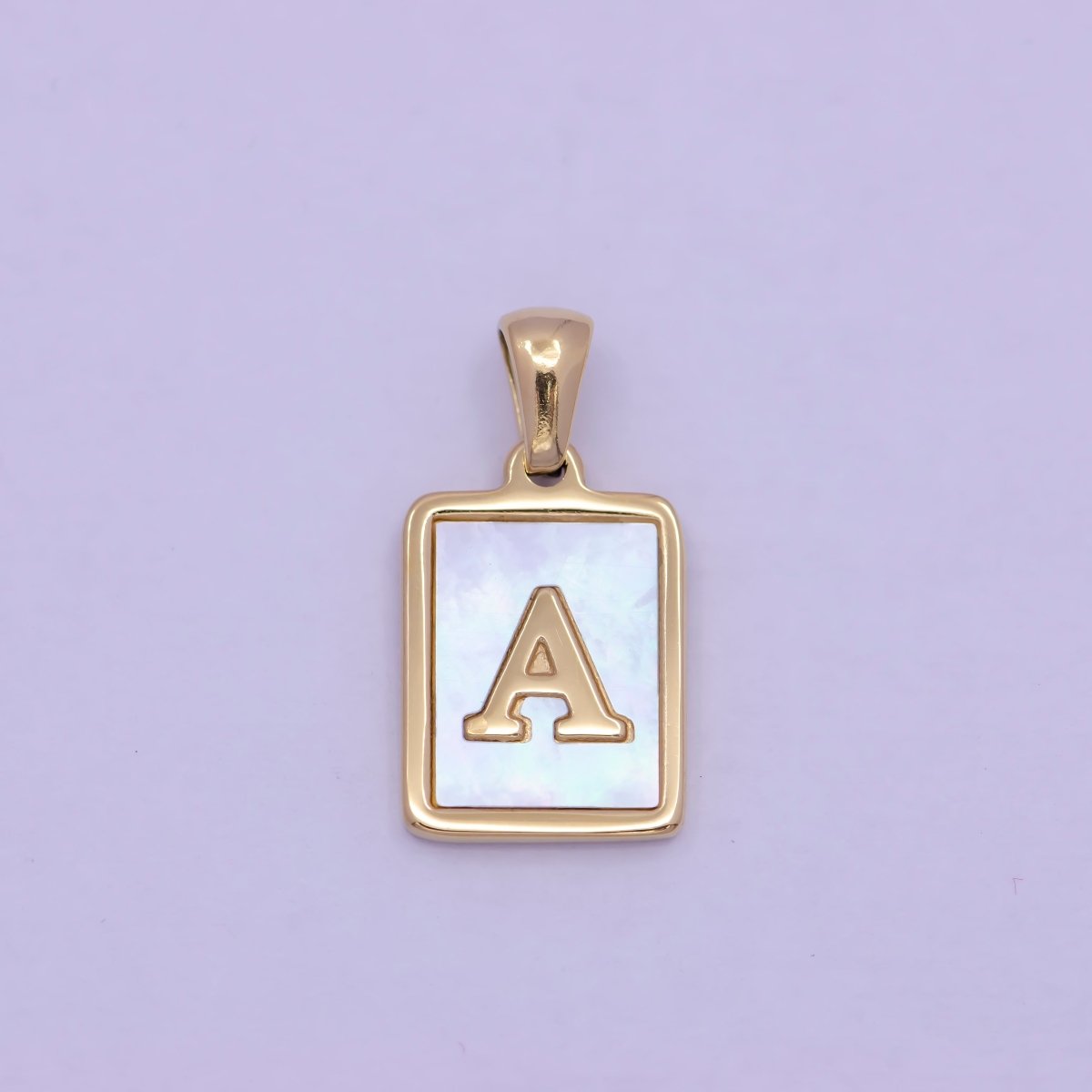 Mother of Pearl Letter Charm Gold Tag Alphabet Charm, Shell Letter Pendant Personalized Letters Initial Charm Stainless Steel A-862-A-874