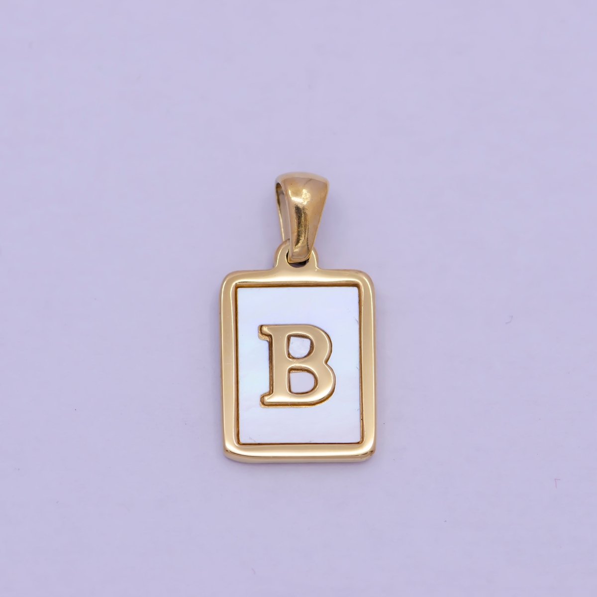 Mother of Pearl Letter Charm Gold Tag Alphabet Charm, Shell Letter Pendant Personalized Letters Initial Charm Stainless Steel A-862-A-874