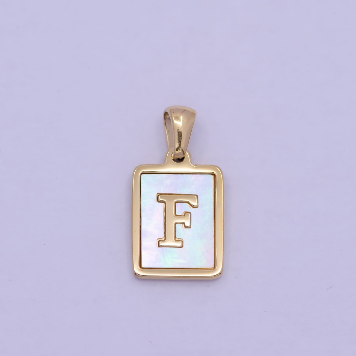 Mother of Pearl Letter Charm Gold Tag Alphabet Charm, Shell Letter Pendant Personalized Letters Initial Charm Stainless Steel A-862-A-874