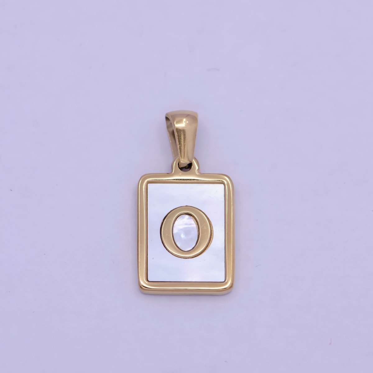 Mother of Pearl Letter Charm Gold Tag Alphabet Charm, Shell Letter Pendant Personalized Letters Initial Charm Stainless Steel A-862-A-874