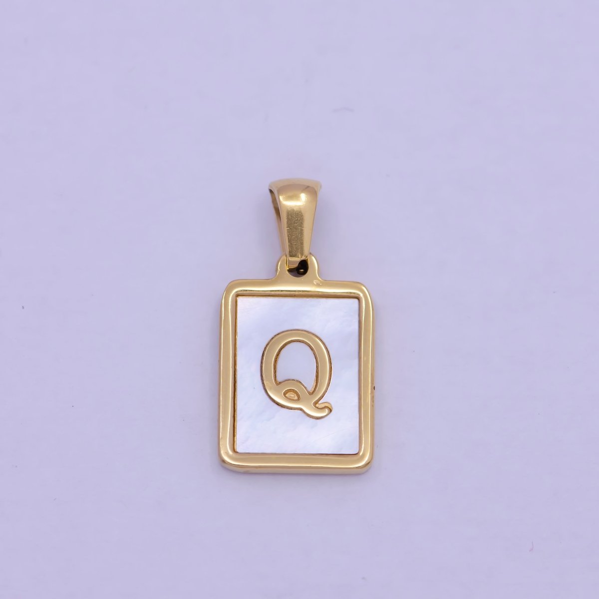 Mother of Pearl Letter Charm Gold Tag Alphabet Charm, Shell Letter Pendant Personalized Letters Initial Charm Stainless Steel A-862-A-874