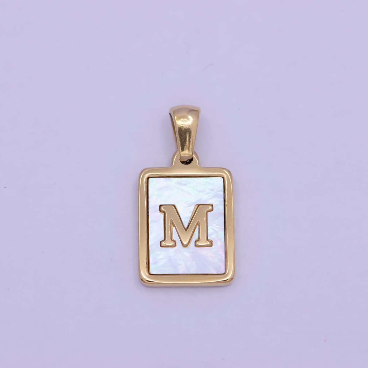 Mother of Pearl Letter Charm Gold Tag Alphabet Charm, Shell Letter Pendant Personalized Letters Initial Charm Stainless Steel A-862-A-874