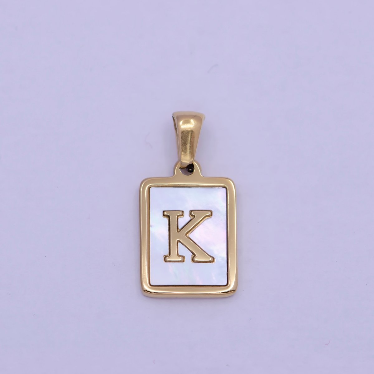 Mother of Pearl Letter Charm Gold Tag Alphabet Charm, Shell Letter Pendant Personalized Letters Initial Charm Stainless Steel A-862-A-874