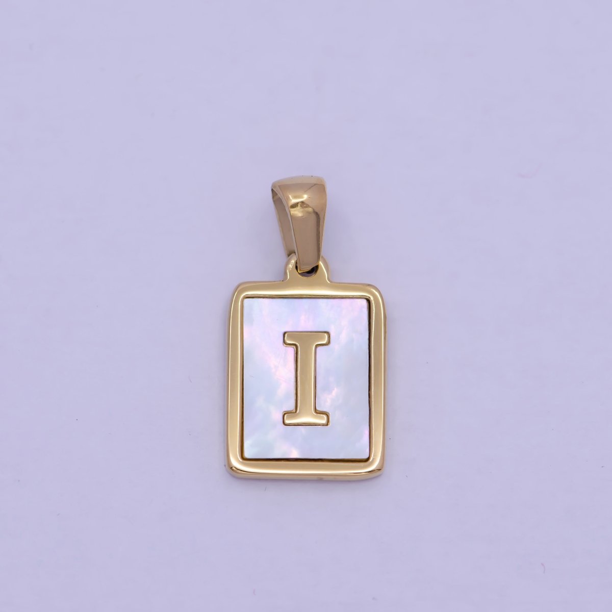 Mother of Pearl Letter Charm Gold Tag Alphabet Charm, Shell Letter Pendant Personalized Letters Initial Charm Stainless Steel A-862-A-874