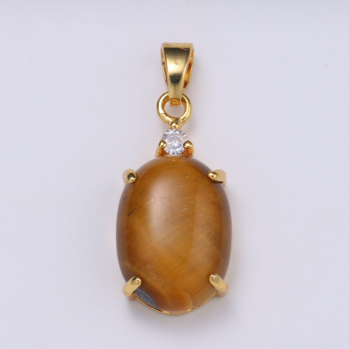 Multi Color Cat's Eye: Pink, Plum, Red Ruby, Amber, Peridot 24k Gold Solitaire CZ Pendant, Large Cat's Eye Stone I-681 ~ I-692