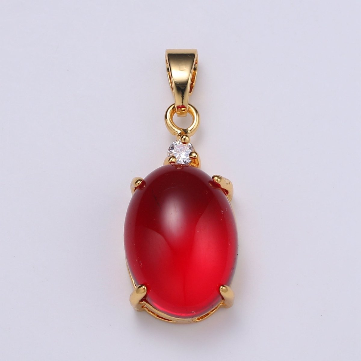 Multi Color Cat's Eye: Pink, Plum, Red Ruby, Amber, Peridot 24k Gold Solitaire CZ Pendant, Large Cat's Eye Stone I-681 ~ I-692