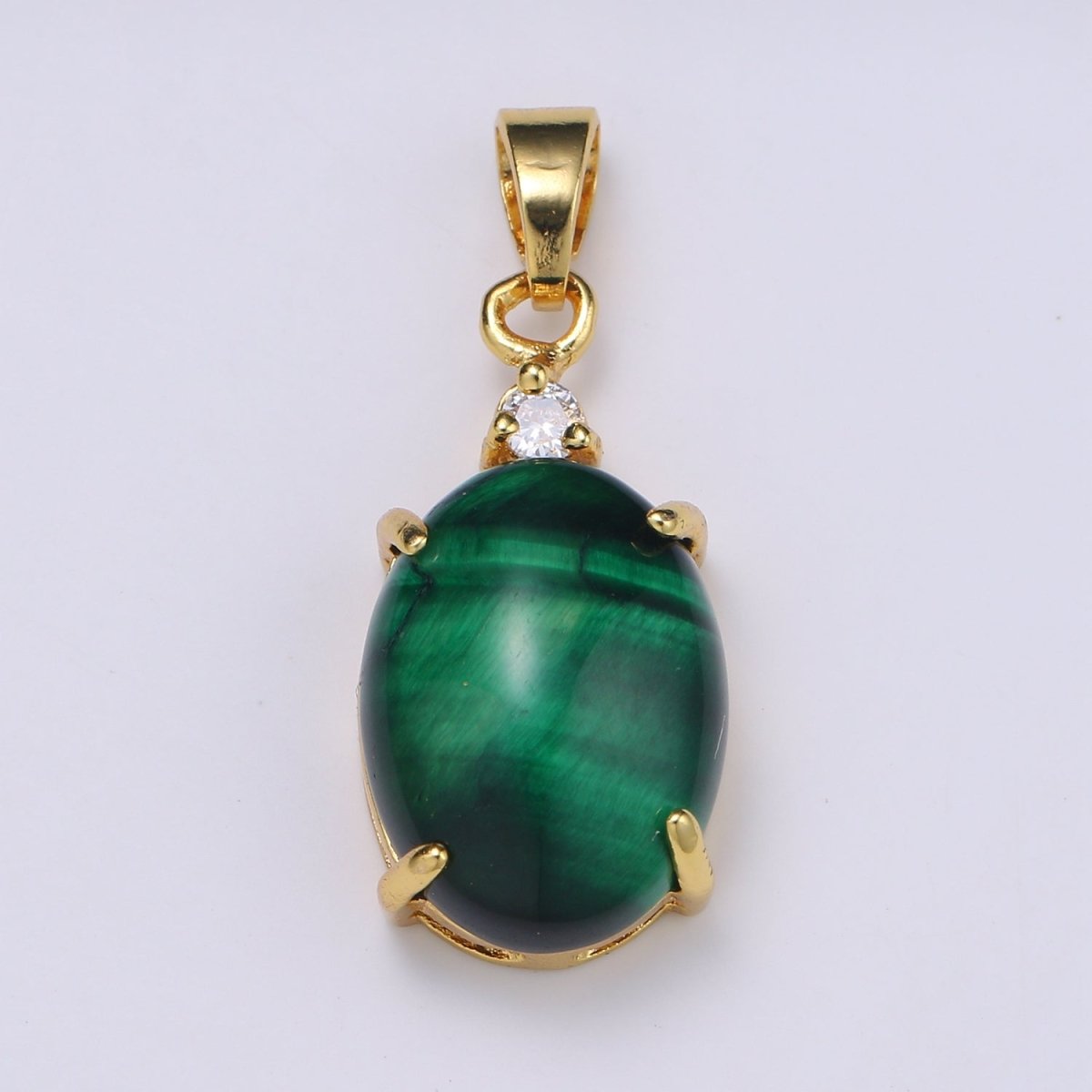 Multi Color Cat's Eye: Pink, Plum, Red Ruby, Amber, Peridot 24k Gold Solitaire CZ Pendant, Large Cat's Eye Stone I-681 ~ I-692