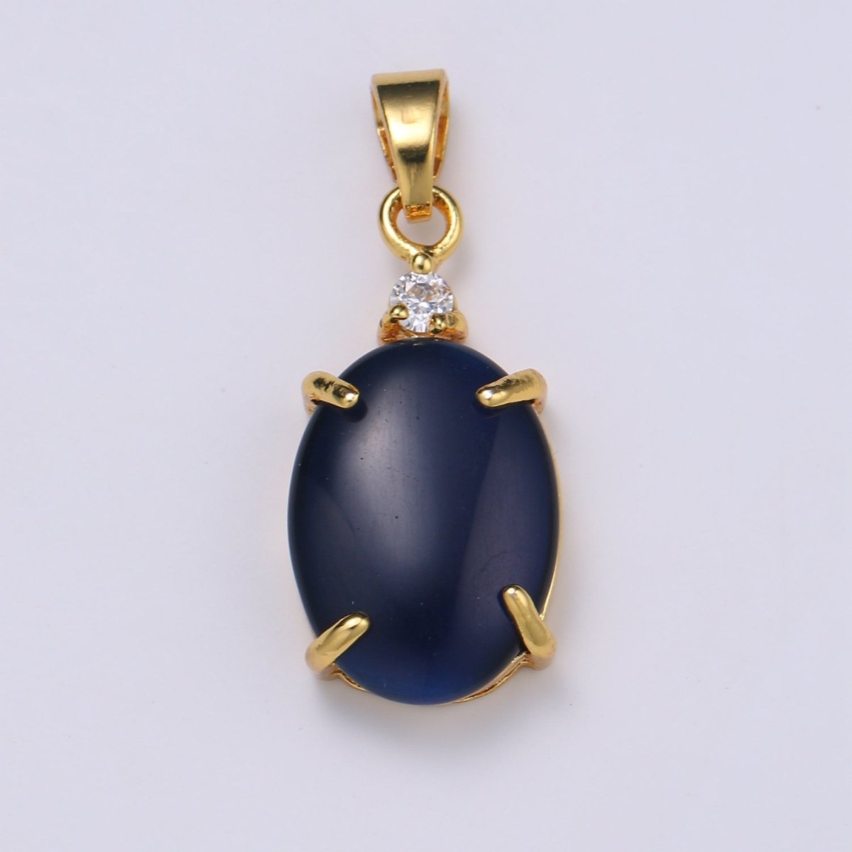 Multi Color Cat's Eye: Pink, Plum, Red Ruby, Amber, Peridot 24k Gold Solitaire CZ Pendant, Large Cat's Eye Stone I-681 ~ I-692