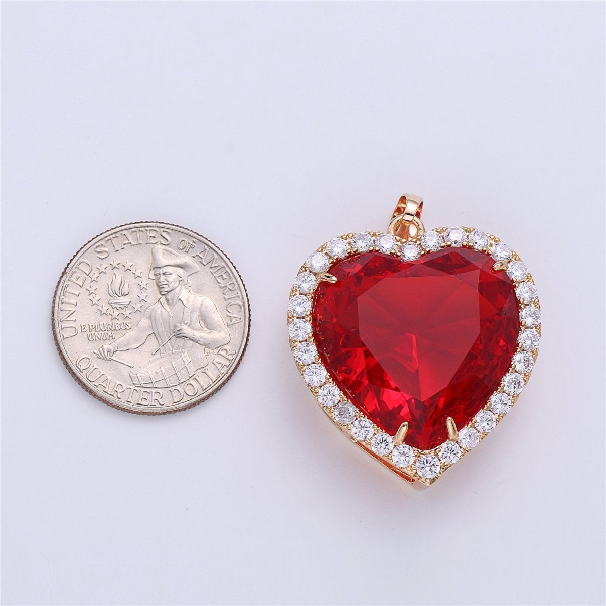 My Heart Will Go On Charm Titanic Heart of the Ocean Charm, Blue Heart Charm, Red Heart Charm in Gold Filled Micro Pave Heart for Necklace  I-148