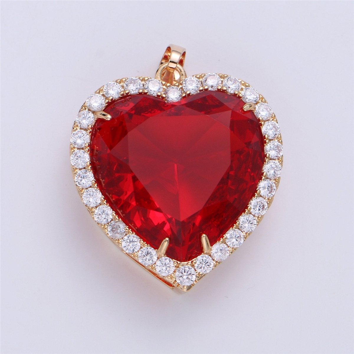My Heart Will Go On Charm Titanic Heart of the Ocean Charm, Blue Heart Charm, Red Heart Charm in Gold Filled Micro Pave Heart for Necklace  I-148