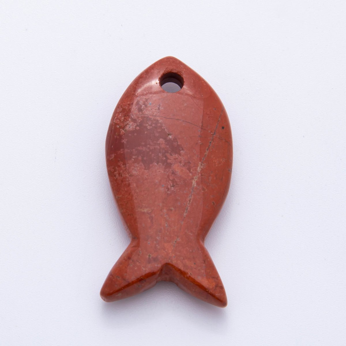 Natural Gemstone 40mm Agate, Carnelian, & Jasper Minimalist Under the Sea Fish Bead Charm | Z-A1242 - Z-A1246
