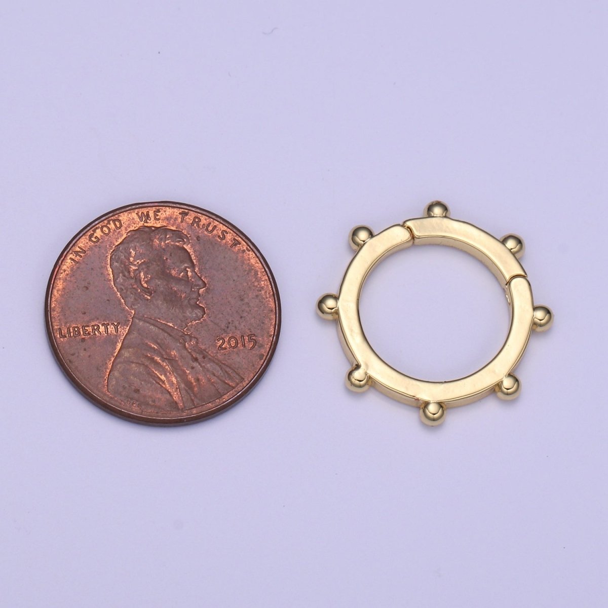 Nautical Gold Spring Gate Ring, 18 mm Ship Wheel Push Gate ring, Charm Holder Clasp for Connector, Wristlet Holder L-275