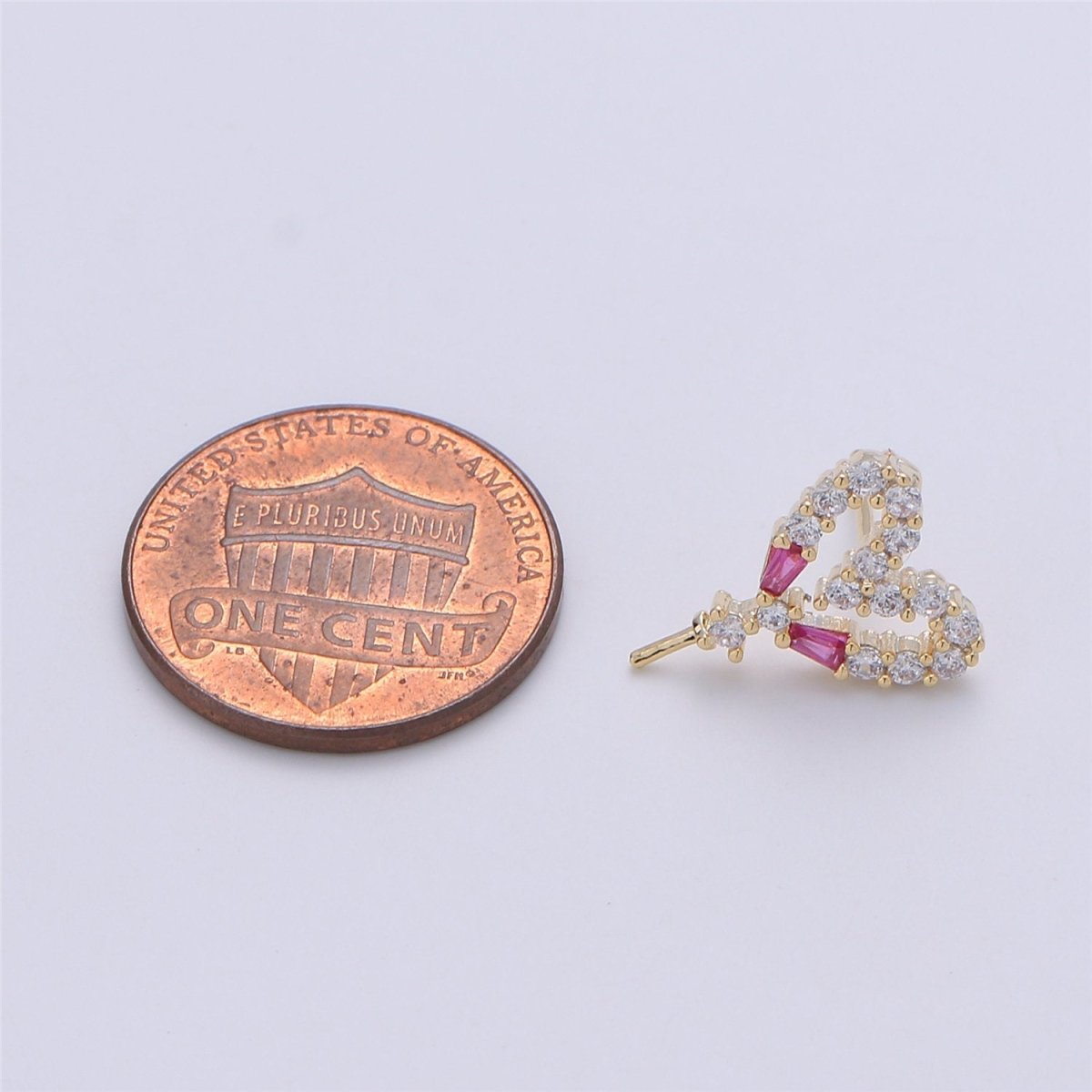 One Pair-14k Gold Filled Heart Post Earring Findings, DIY Earring Mount,Half Drilled Pearls Heart Stud Earring Settings Component K-415