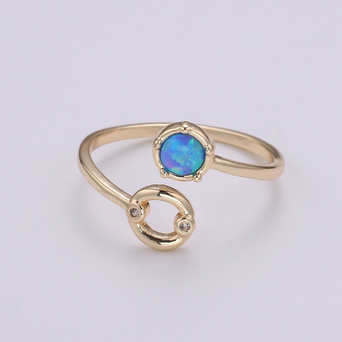 Opal Zodiac Ring Constellation Sign Cubic Zirconia Gold Ring, Astrology Sign Horoscope Ring Birthday Personalized Valentines day Gift R-346-R-357