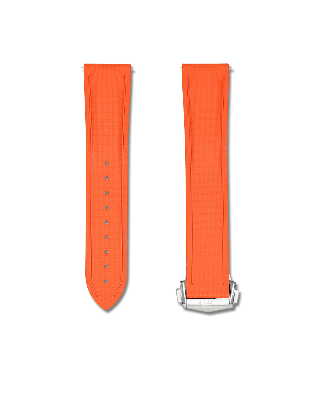 Tangerine Orange Deployant Clasp Quick Release Rubber Sailcloth Strap 22mm