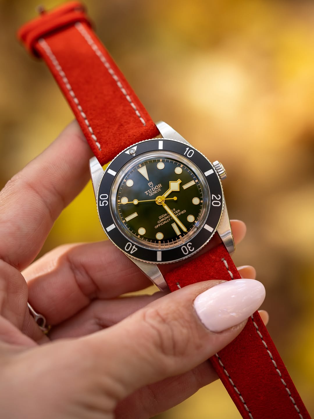 Salmon Red Suede Leather Watch Strap 20mm