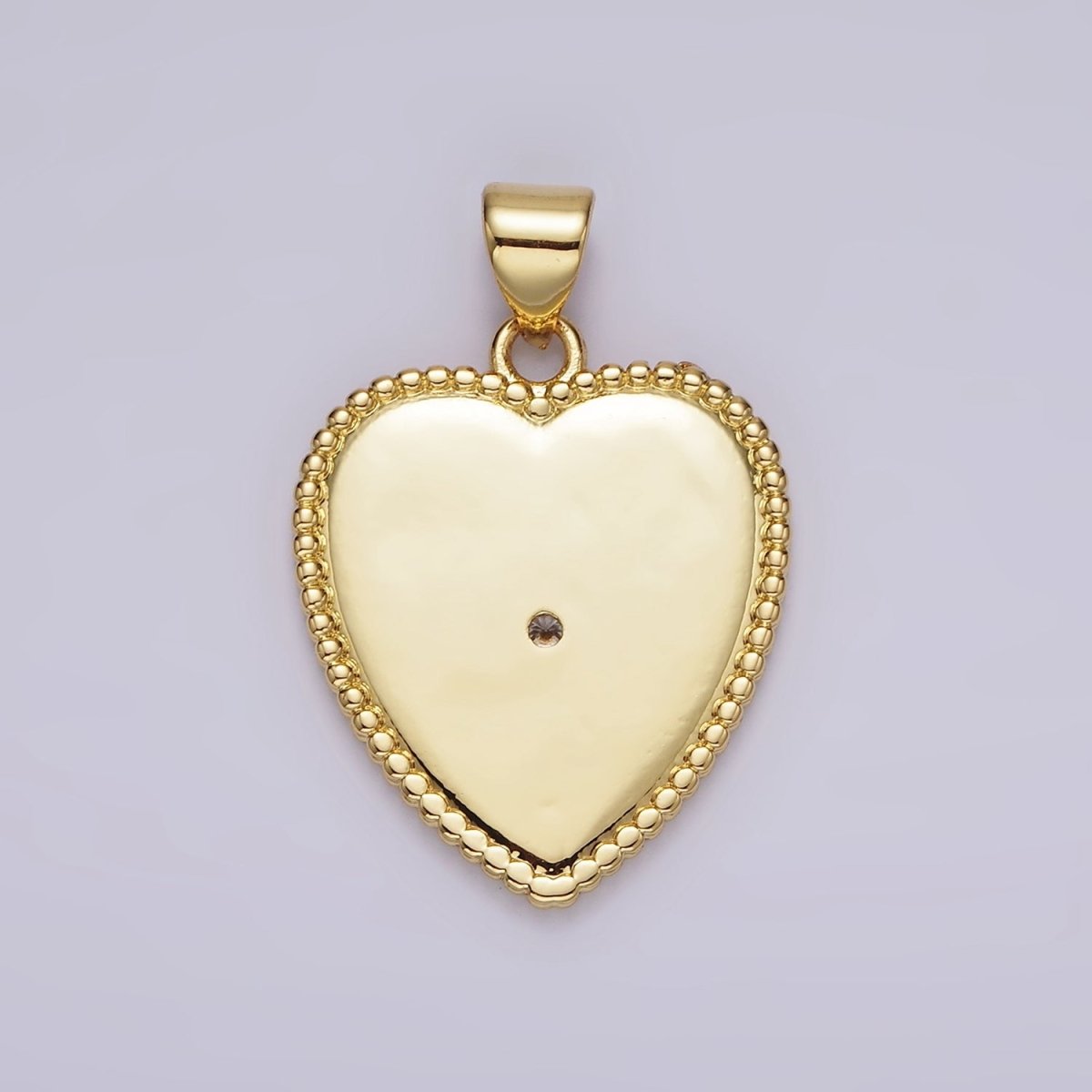 14K Gold Filled Clear CZ Sunburst Heart Dotted Pendant | AA1097