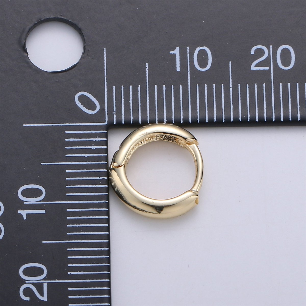 OS 14mm 16K Gold Filled Round One Touch Earring, thick round hoop Jewelry Earrings, Post earrings in Gold Filled K-249
