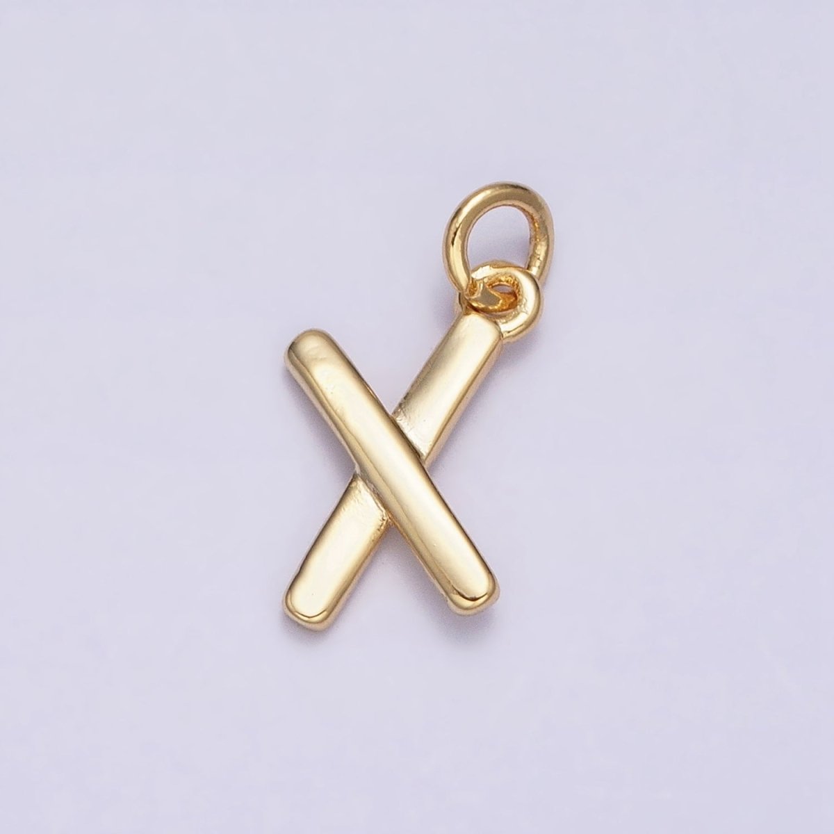OS 16K Gold Filled Mini "X" Initial Crossed Stick Geometric Minimalist Add-On Charm | AC1151