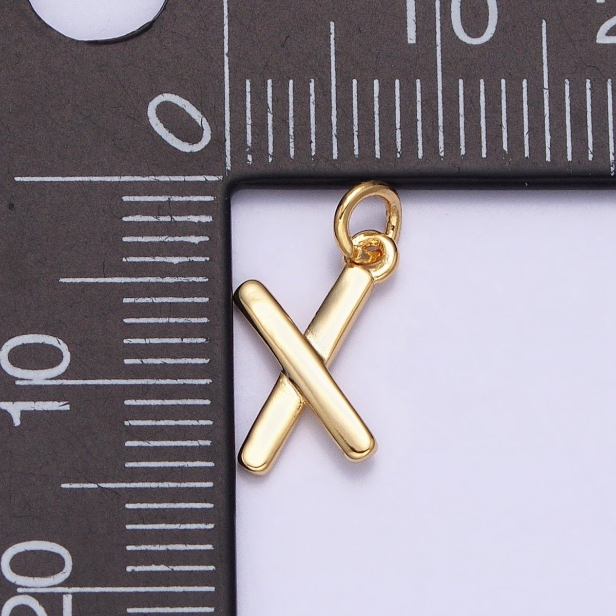 OS 16K Gold Filled Mini "X" Initial Crossed Stick Geometric Minimalist Add-On Charm | AC1151