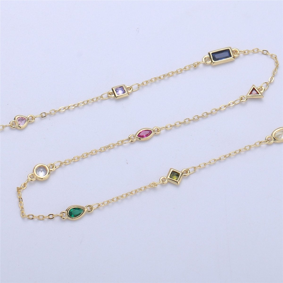 24K Gold Filled Chain Necklace Gold Necklace CZ Stone Necklace Gemstone Necklace Crystal Necklace, Dainty Bulk Chain Necklace By Yard, White Gold Filled DESIGNED Chain Component Supply | ROLL-055, ROLL-056 Clearance Pricing