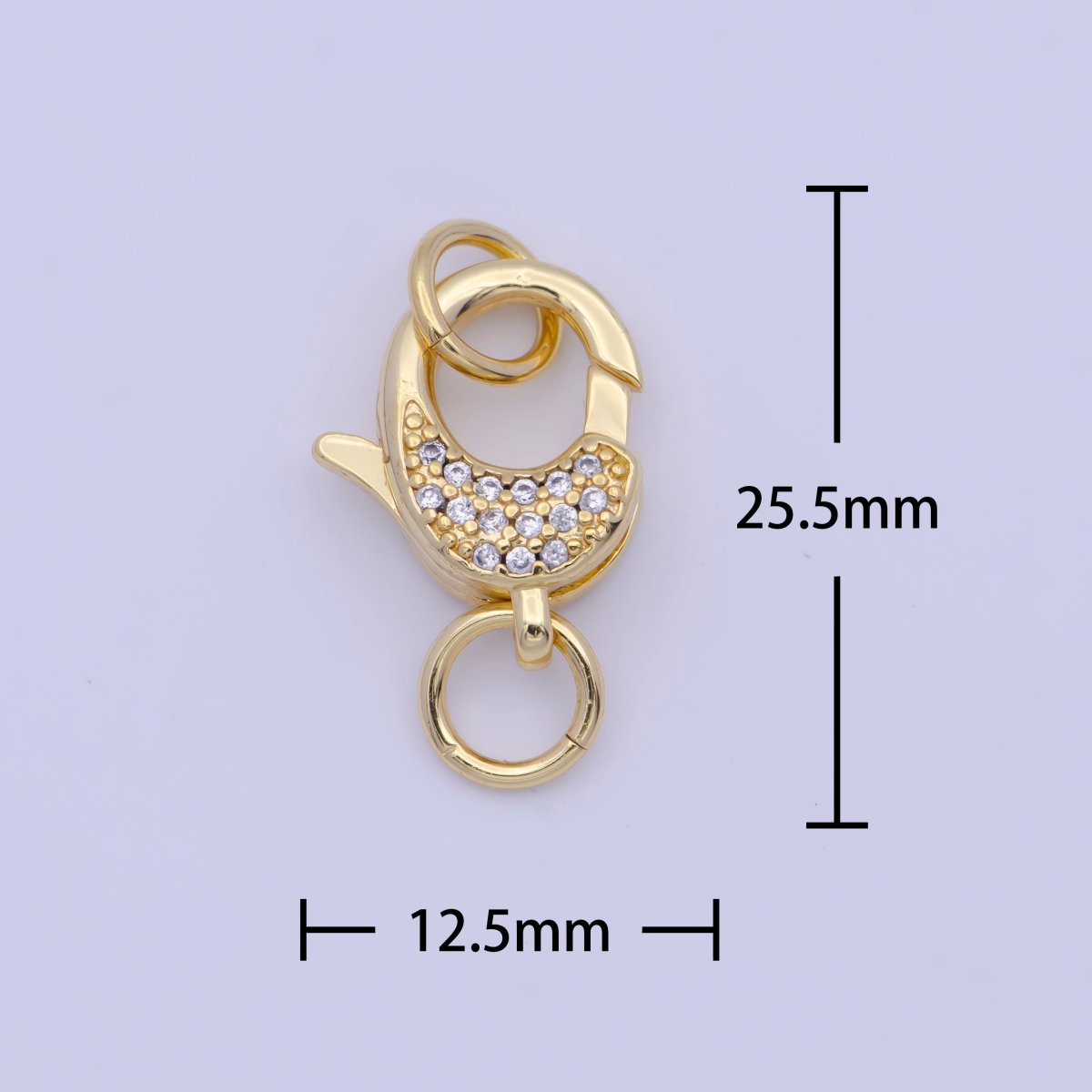 OS 24K Gold Filled Micro Paved Lobster Clasps Closure Cubic Zirconia Jewelry Findings L-923