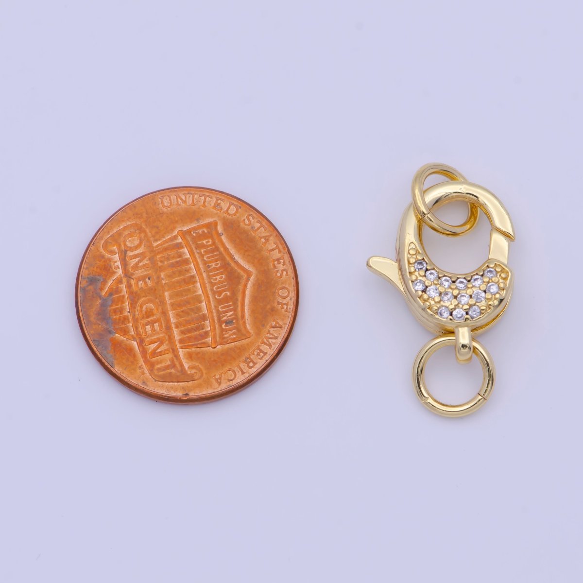 OS 24K Gold Filled Micro Paved Lobster Clasps Closure Cubic Zirconia Jewelry Findings L-923