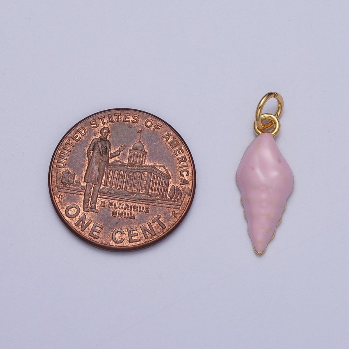 OS Baby Pink Enamel Conch Sea Shell Charm For Summer Beach Jewelry Making G-232