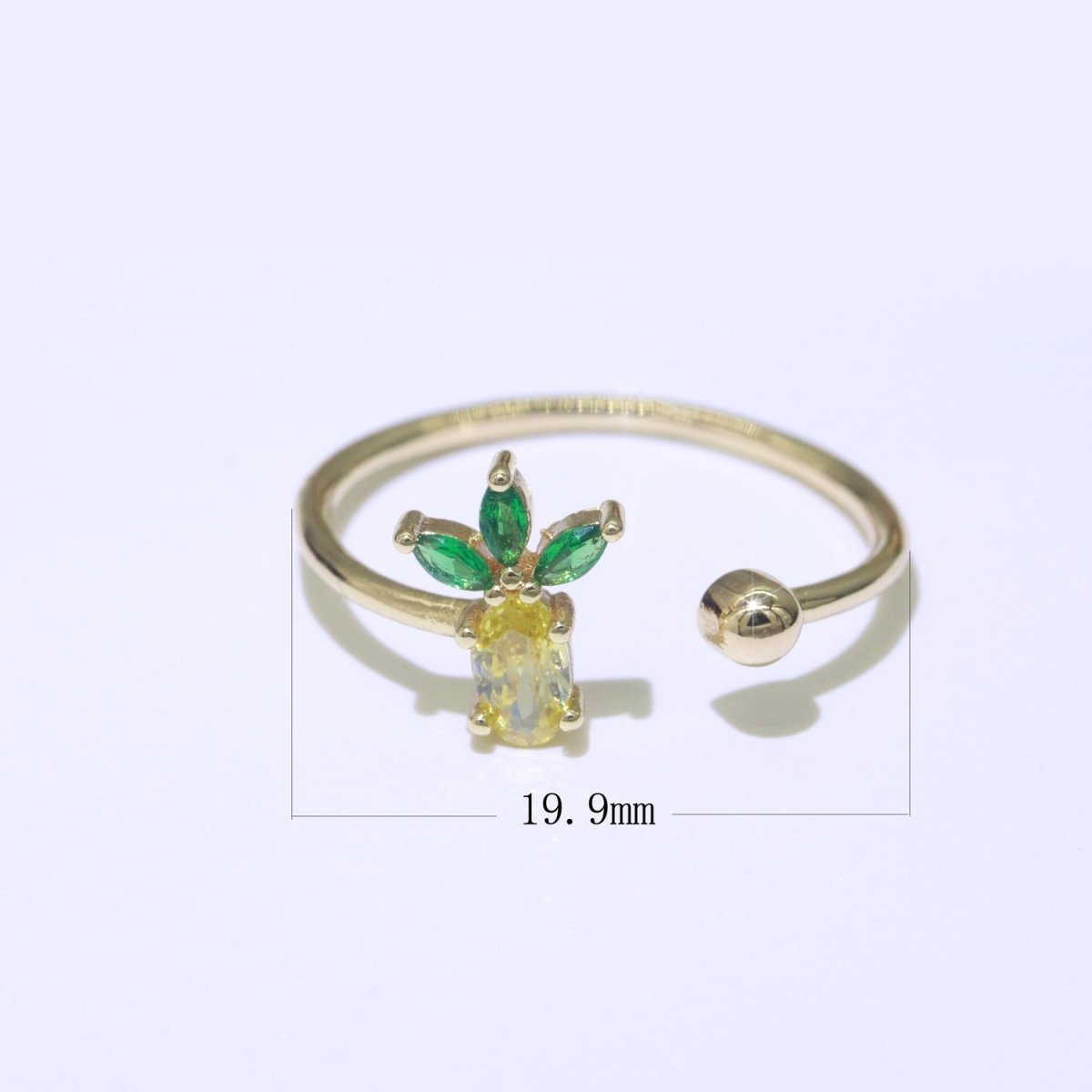 Dainty Pineapple ring, Gold Mini Fruit Ring, Dainty Stackable Rings, Open Adjustable Ring Crystal Tropical Fruits Ring O-452