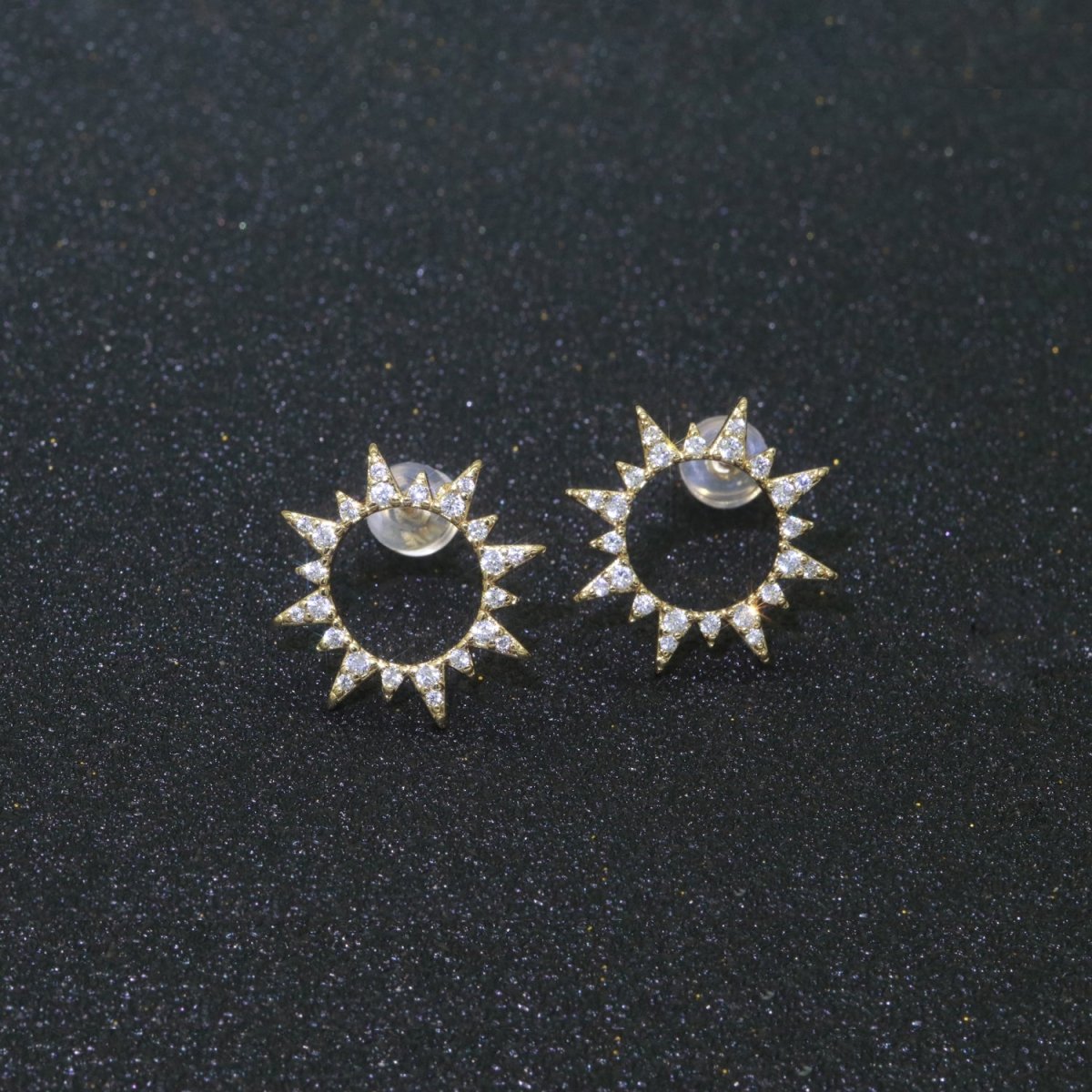 Dainty Sun Burst CZ Stud Earring T-048