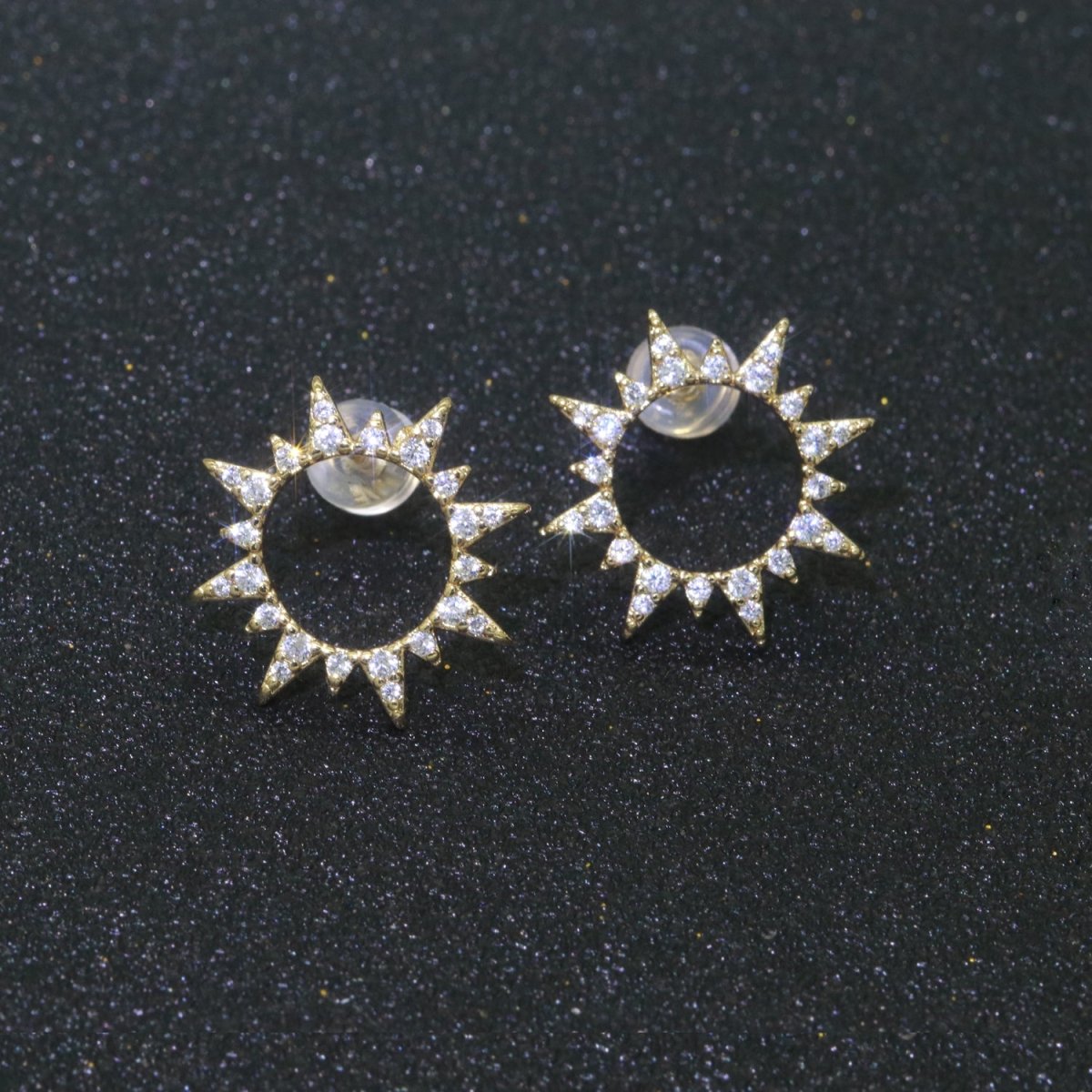Dainty Sun Burst CZ Stud Earring T-048